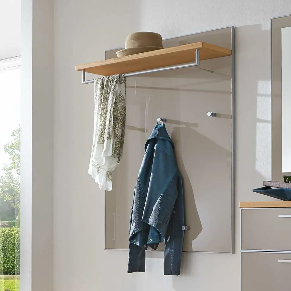 Garderobenmöbel Set Diecca in Taupe Glas beschichtet (fünfteilig)