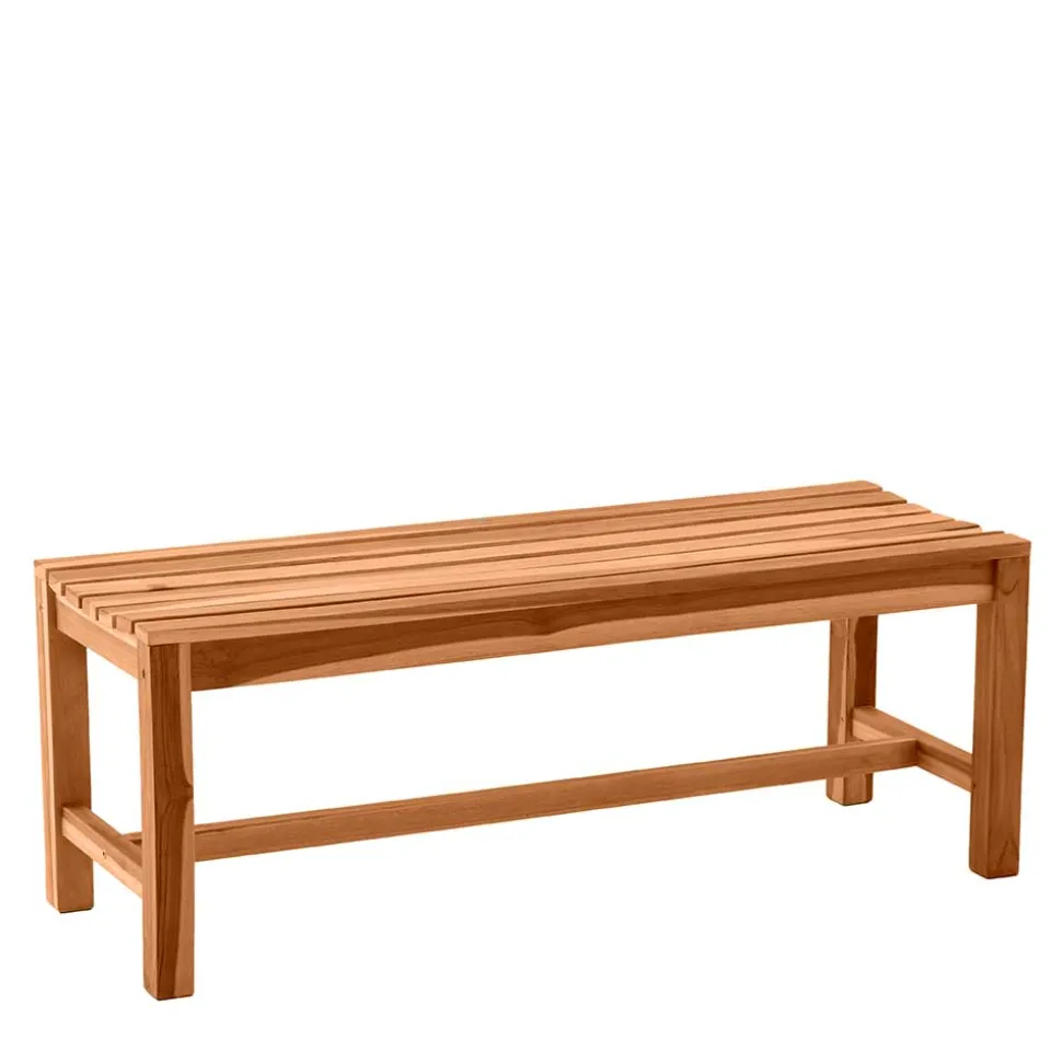 Gartenbank ohne Rückenlehne aus Teak Massivholz - Klahuma