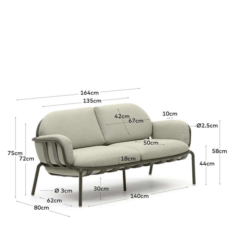 Gartensofa in Graugrün aus Metall - Ocna