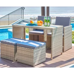 Gartentisch Gruppe aus Polyrattan - Hongkong (fünfteilig)