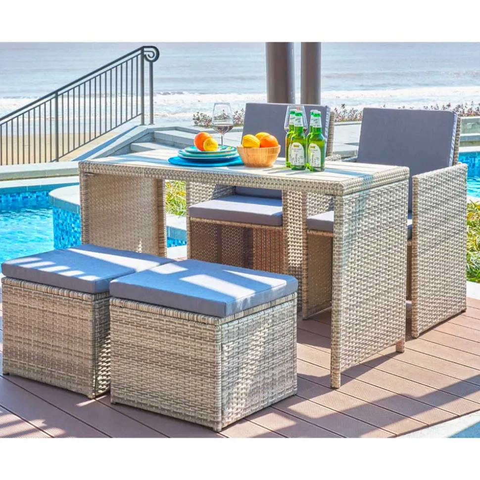 Gartentisch Gruppe aus Polyrattan - Hongkong (fünfteilig)