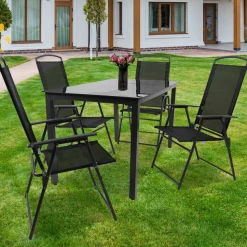 Gartentisch und Hochlehner Set - Kimbertas (fünfteilig)