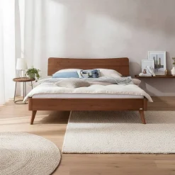 Geöltes Bett in Braun Nussbaumholz - Rovigo