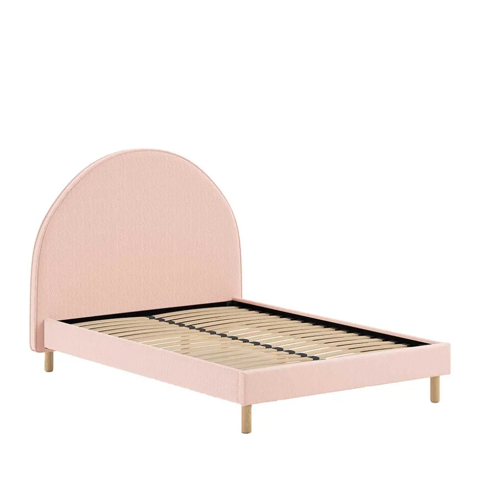 Gepolstertes Bett mit Boucle Bezug in Rosa - Skylab