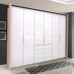 Geräumiger Schlafzimmerschrank in Weiß Glas - Bosays