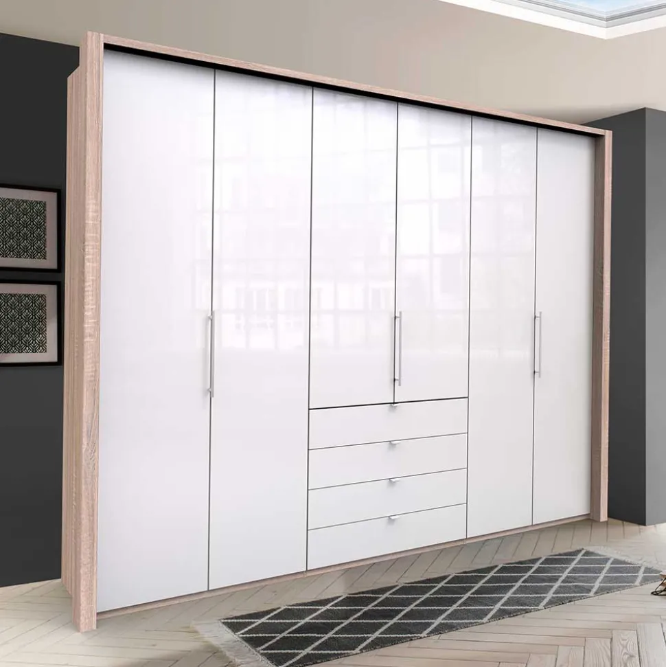 Geräumiger Schlafzimmerschrank in Weiß Glas - Bosays