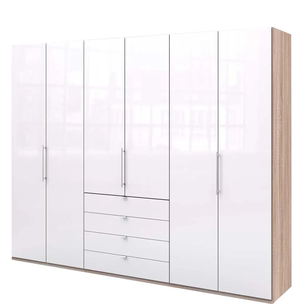 Geräumiger Schlafzimmerschrank in Weiß Glas - Bosays