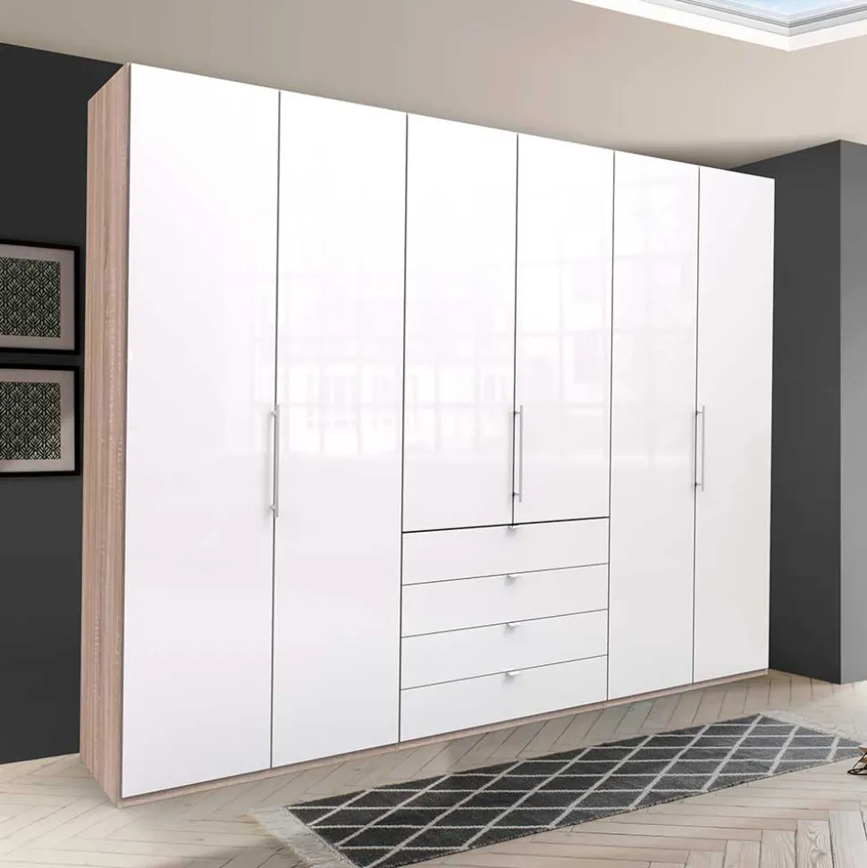 Geräumiger Schlafzimmerschrank in Weiß Glas - Bosays