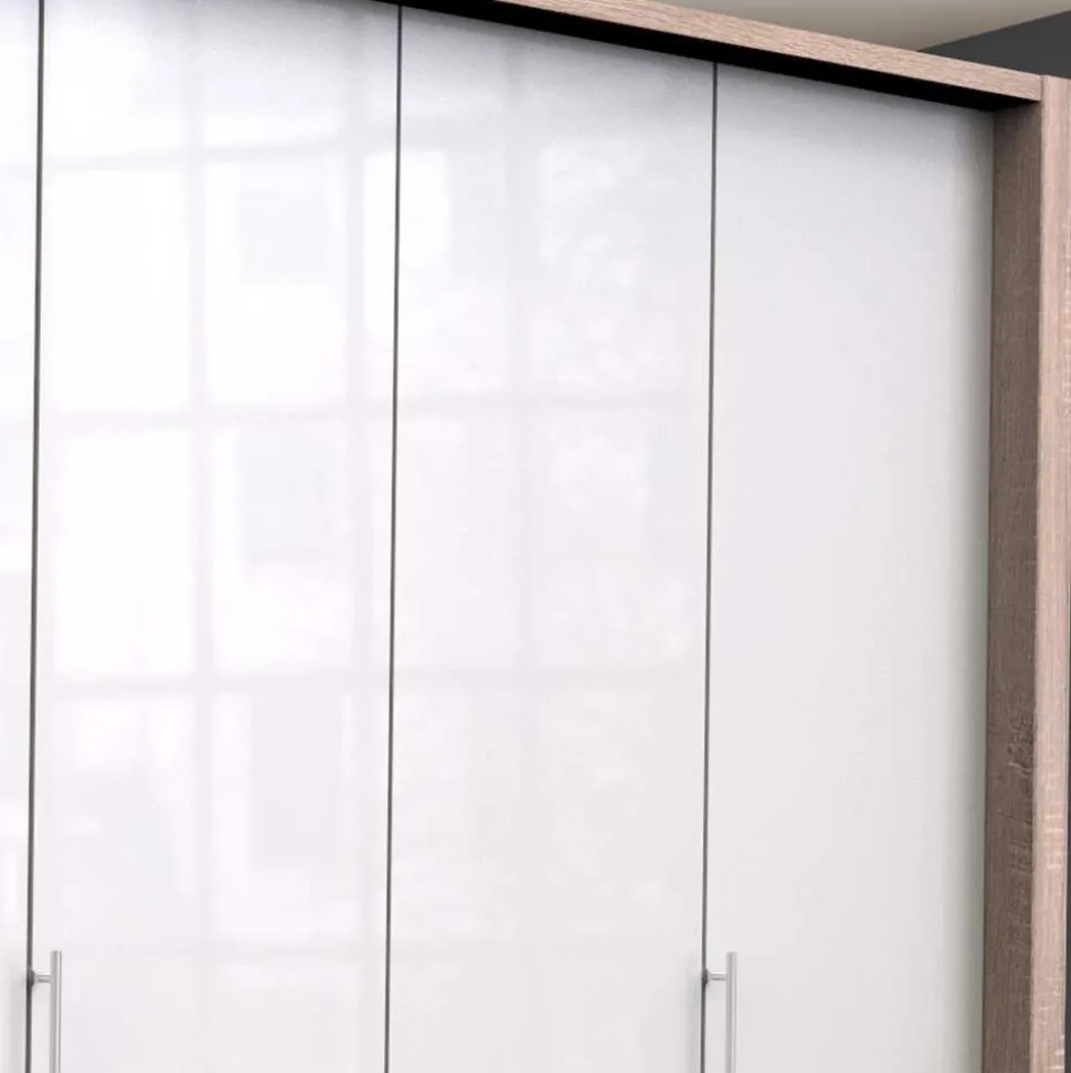Geräumiger Schlafzimmerschrank in Weiß Glas - Bosays