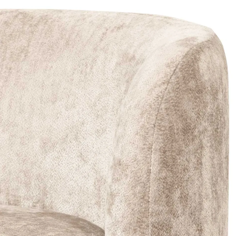 Gerundeter Chenille Wohnzimmersessel in Beige - Paryra