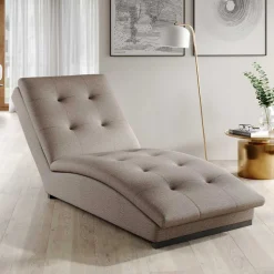 Geschwungene Wohnzimmerliege in Beige - Celloma