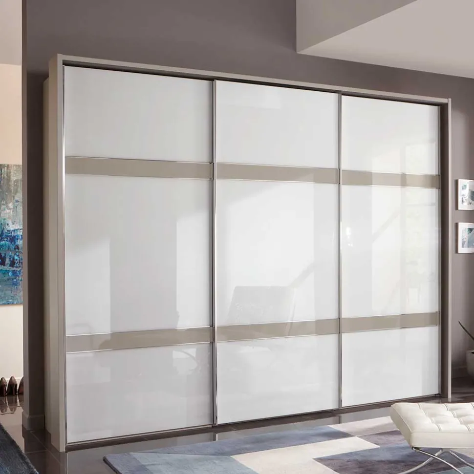 Glas Schwebetüren Schrank in Weiß & Grau - Pruducia