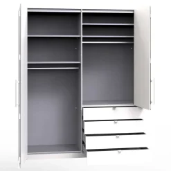 Glasfront Kombi-Kleiderschrank in Weiß - Bosays