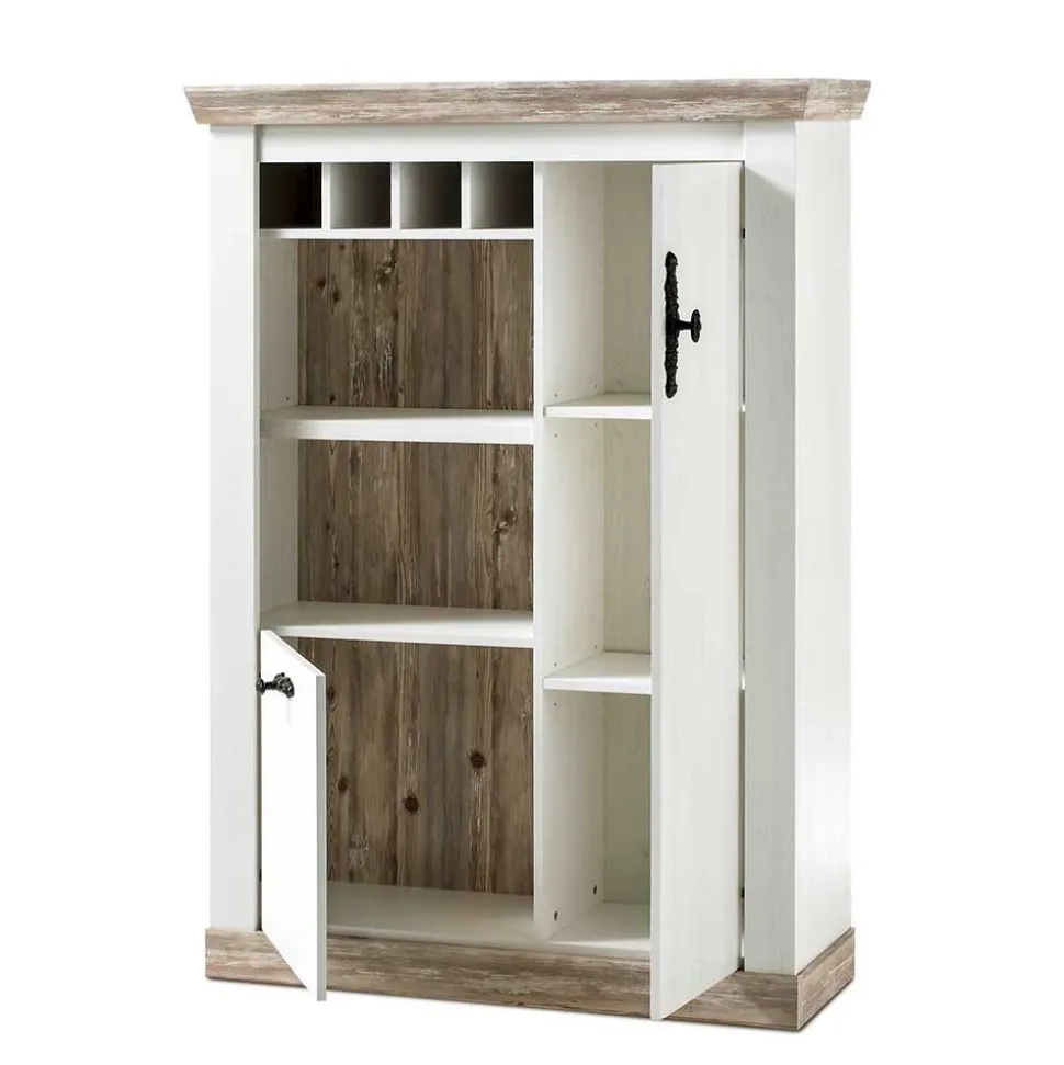 Günstiges Highboard im Scandi Chic Nedita in Weiß