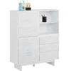 Günstiges Kombi Highboard in Weiß lasiert - Vagniu