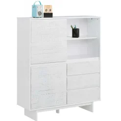Günstiges Kombi Highboard in Weiß lasiert - Vagniu