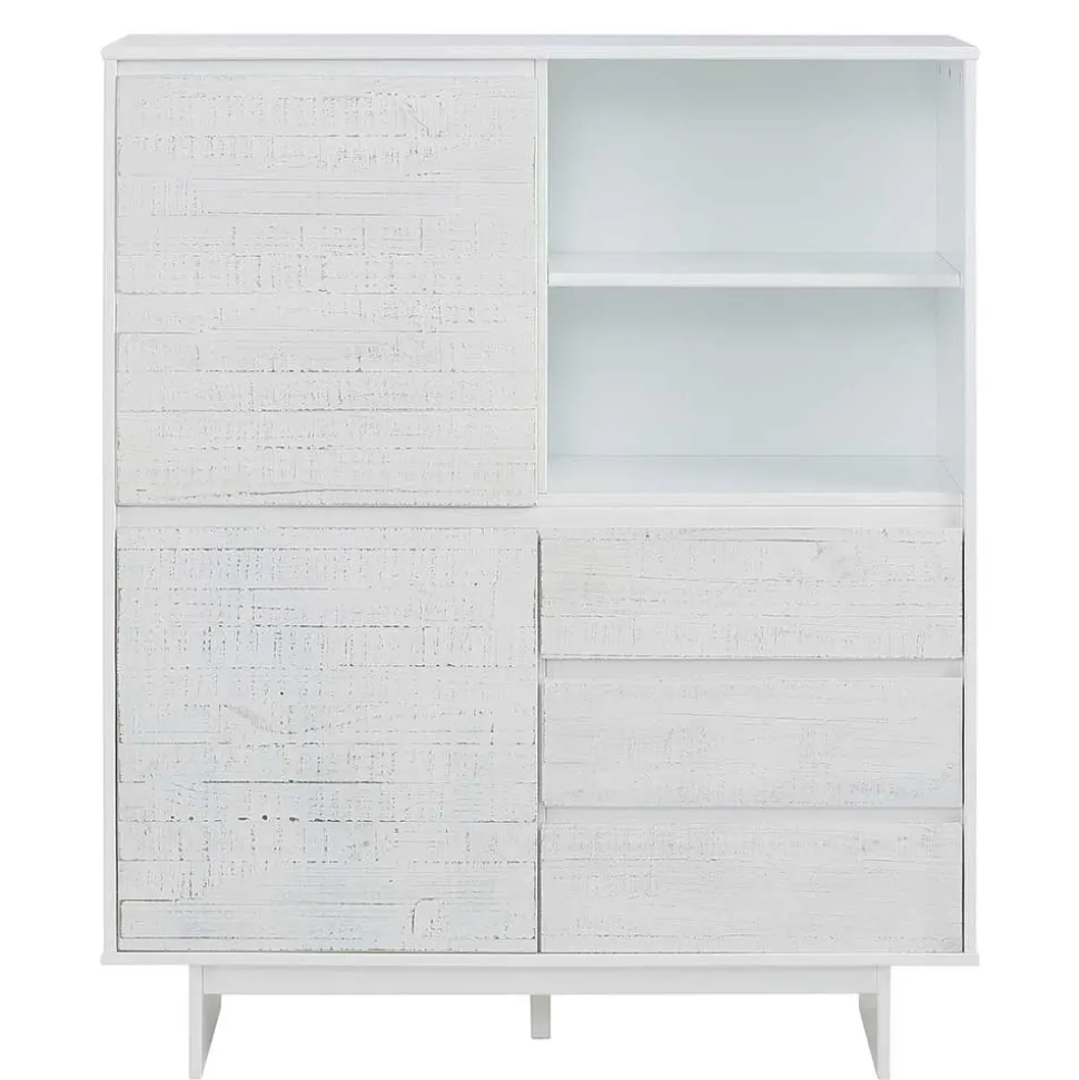 Günstiges Kombi Highboard in Weiß lasiert - Vagniu