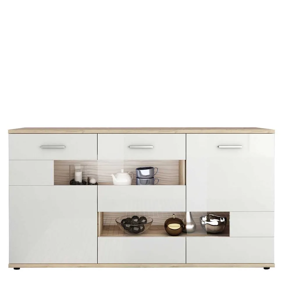 Günstiges Sideboard in Weiß glänzend - Simeon