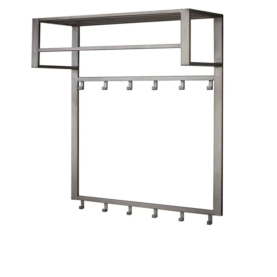 Graue Stahl Wandgarderobe mit 12 Haken - King