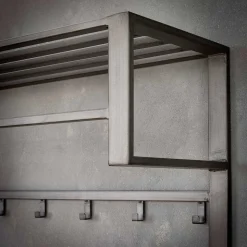 Graue Stahl Wandgarderobe mit 12 Haken - King