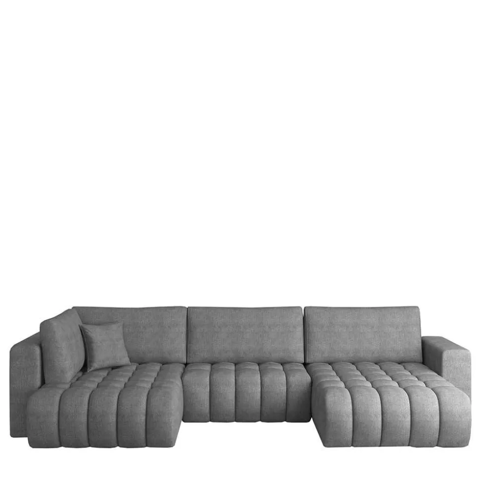 Graue Wohnzimmercouch mit Schlaffunktion - Rikono