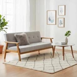 Graues Sofa mit Holzgestell Eiche - Florynn