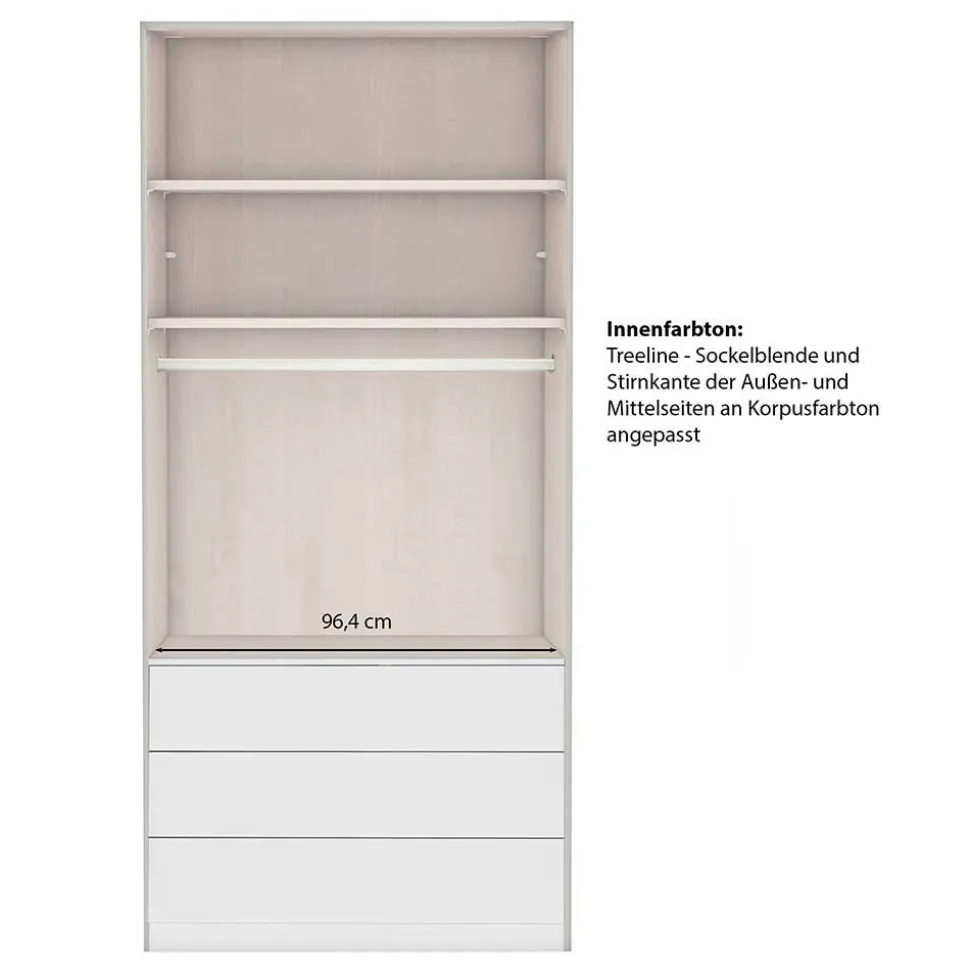 Graugrüner Kleiderschrank 2-türig mit 3 Schubladen - Rajavo