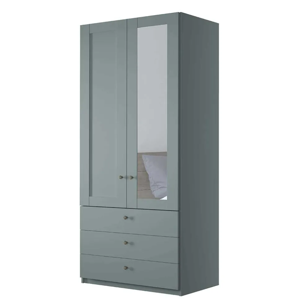 Graugrüner Kombi-Kleiderschrank 100 cm breit - Rajavo