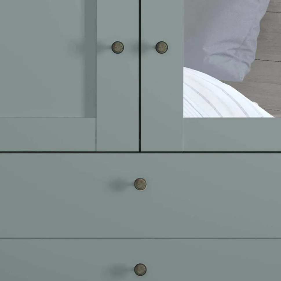 Graugrüner Kombi-Kleiderschrank 100 cm breit - Rajavo
