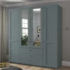 Graugrüner Kombi-Kleiderschrank 200 cm breit - Rajavo