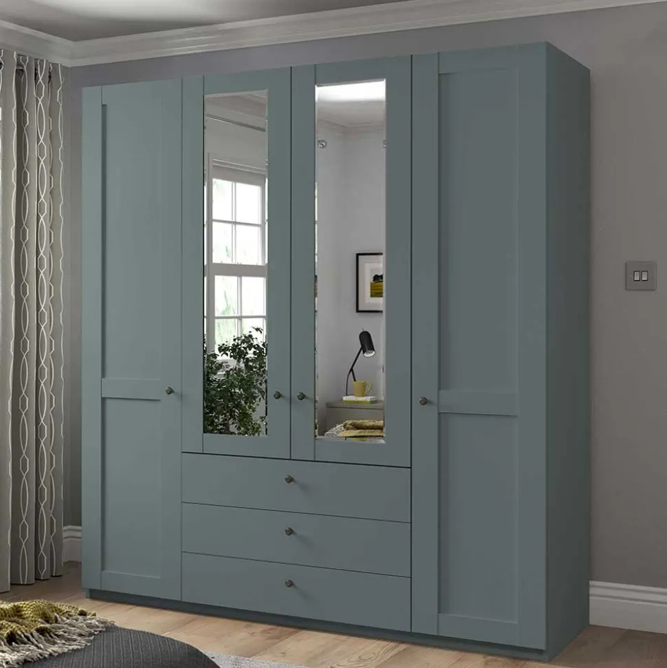 Graugrüner Kombi-Kleiderschrank 200 cm breit - Rajavo