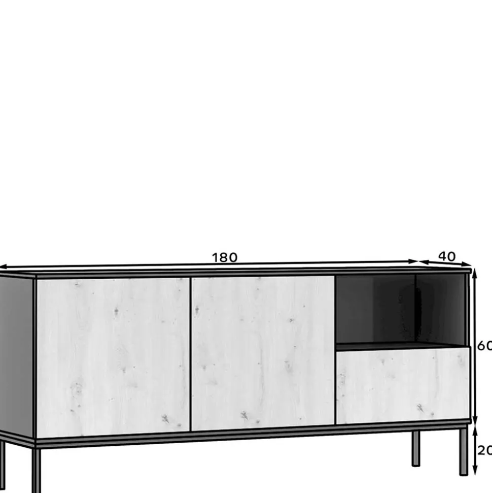 Griffloses Sideboard in Wildeiche Optik - Cavan