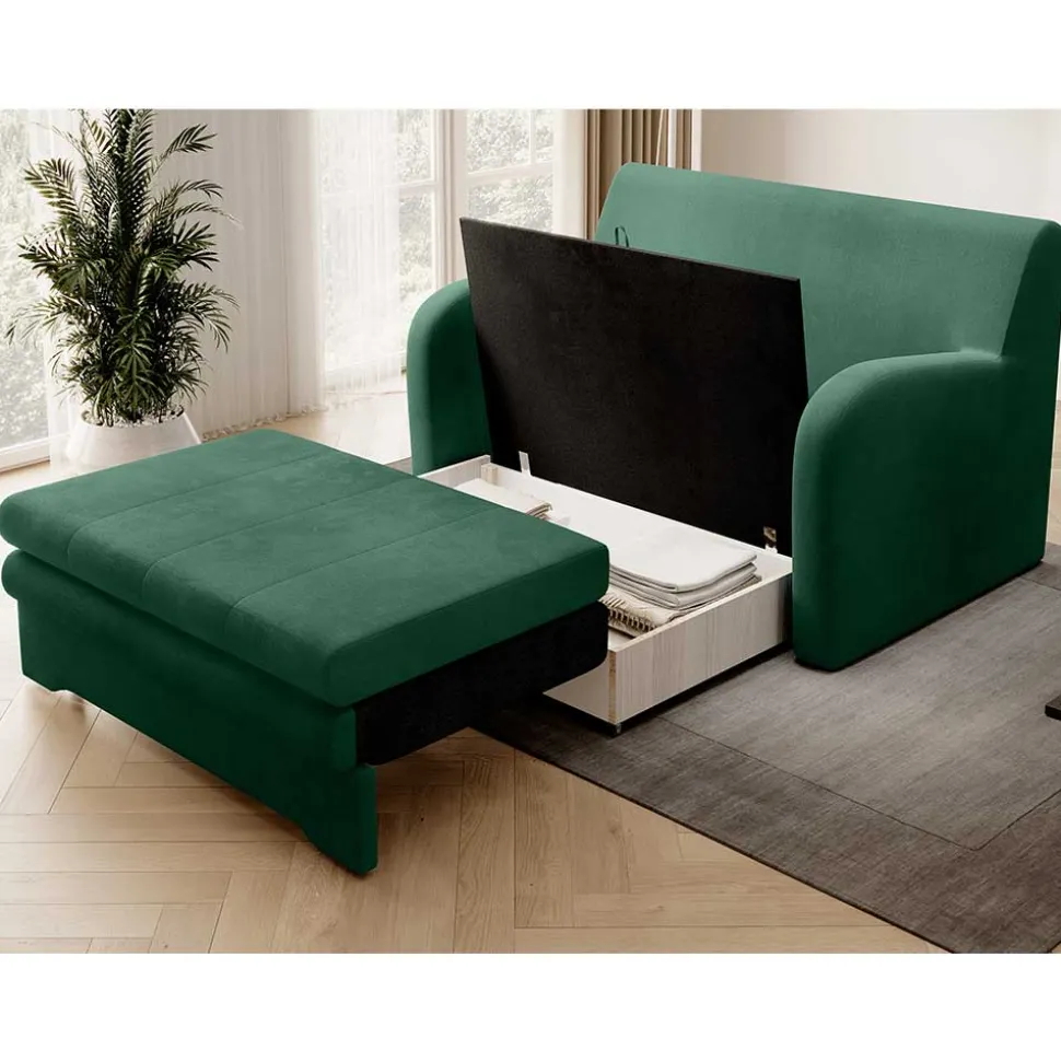 Grünes Schlafsofa mit Veloursbezug - Vigretta