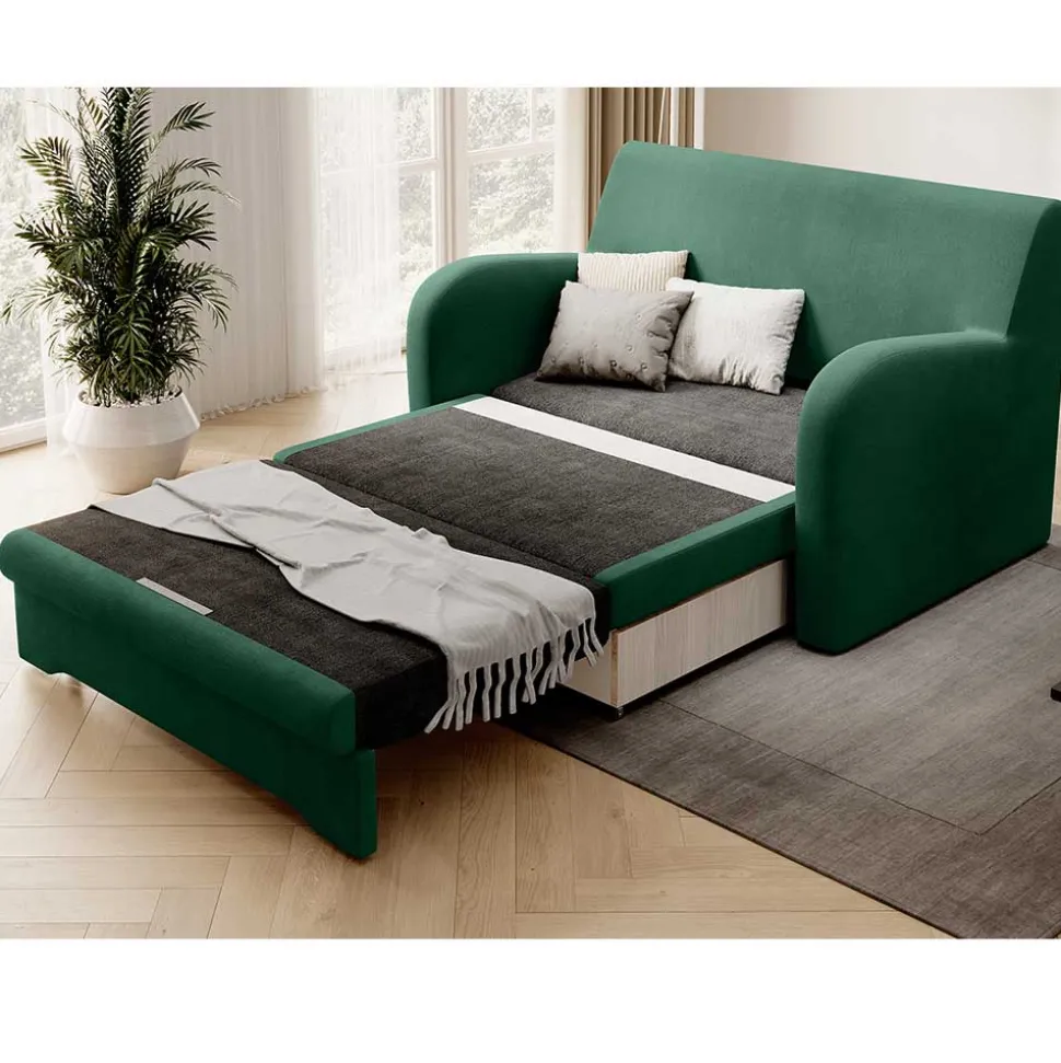 Grünes Schlafsofa mit Veloursbezug - Vigretta