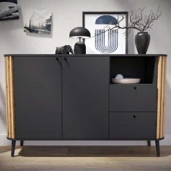Große Kommode in Grau und Wildeiche - Penzanca