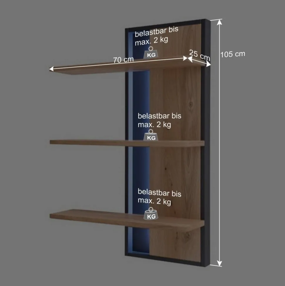 Großes Design TV Board & Wandregal - Assela (zweiteilig)
