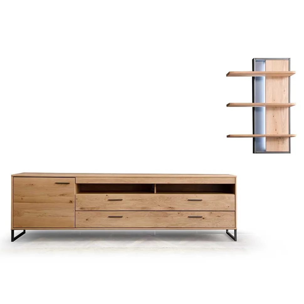 Großes Design TV Board & Wandregal - Assela (zweiteilig)