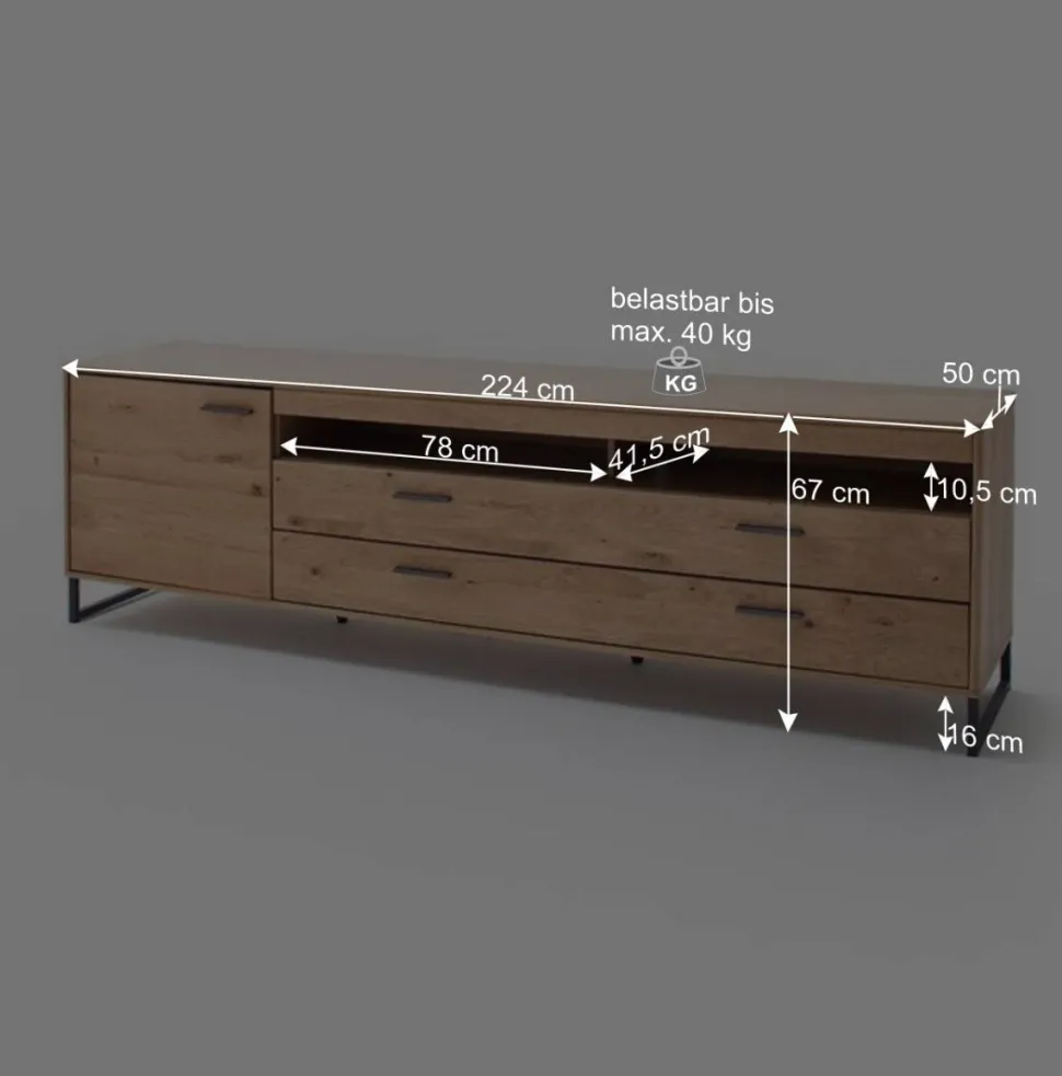 Großes Design TV Board & Wandregal - Assela (zweiteilig)
