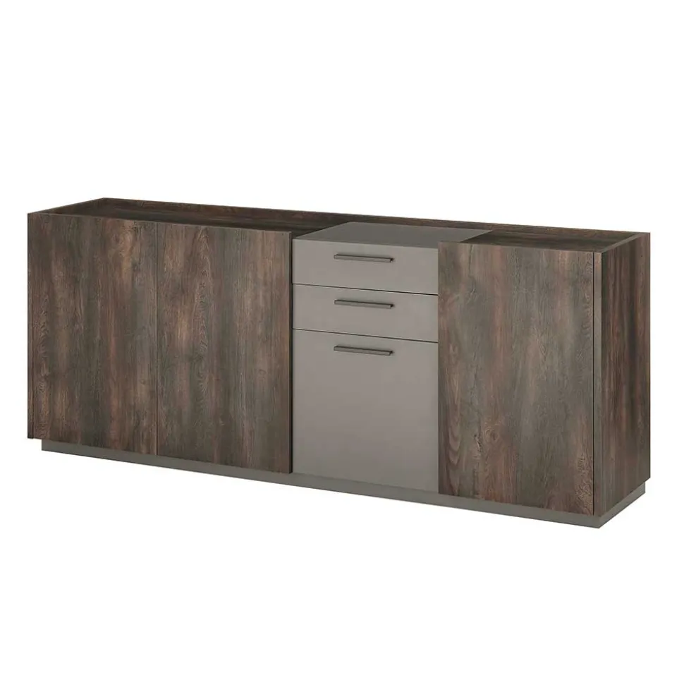 Großes Sideboard in Eiche Dunkel und Anthrazit - Mundo