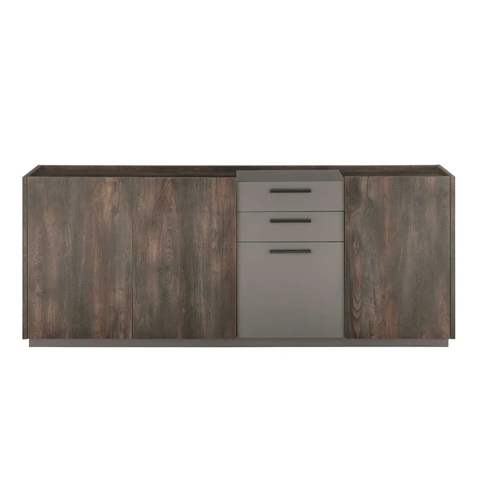Großes Sideboard in Eiche Dunkel und Anthrazit - Mundo