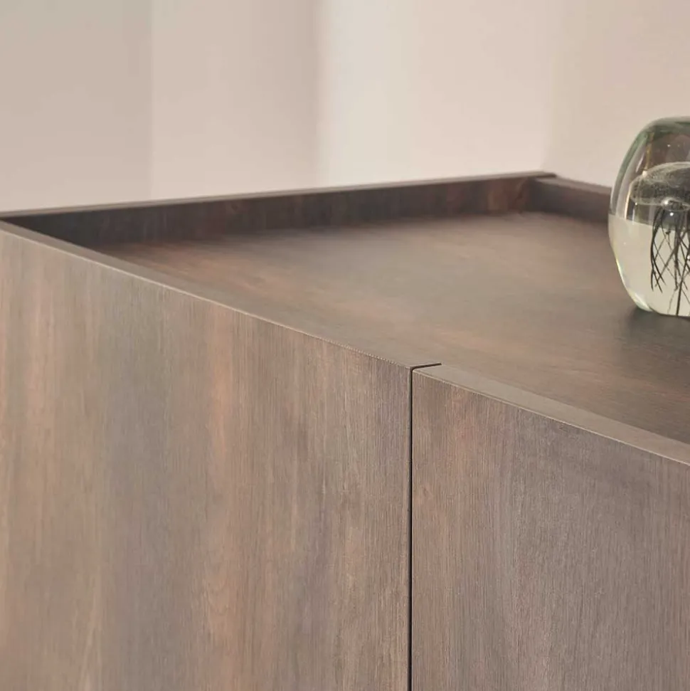 Großes Sideboard in Eiche Dunkel und Anthrazit - Mundo