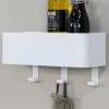 Hakenleiste mit Ablage aus weißem Stahl - Pino