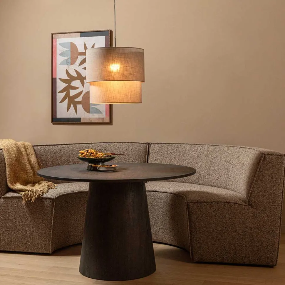 Halbrundes Esstisch-Sofa in Dunkelbraun - Sentiagamo