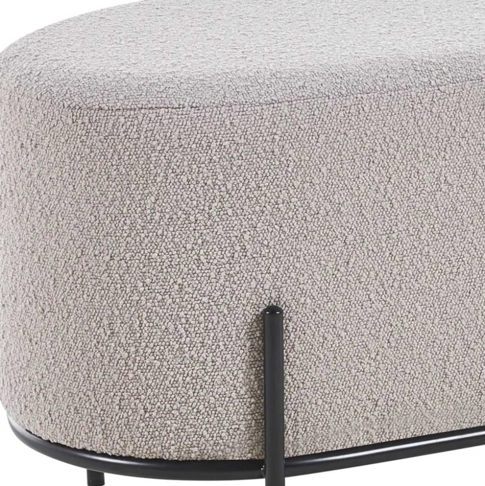 Heller Hocker in Taupe Boucle - ovale Form - Lirodicos