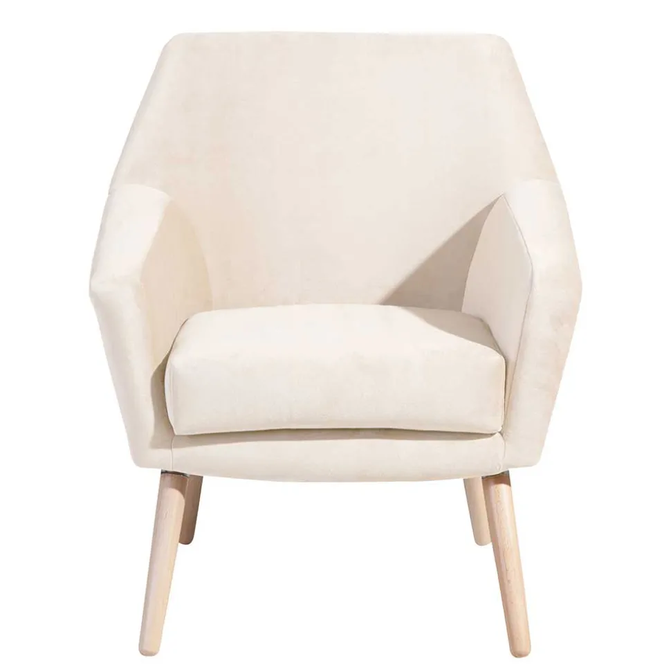 Heller Sessel in Creme Samtvelours - Agnesco