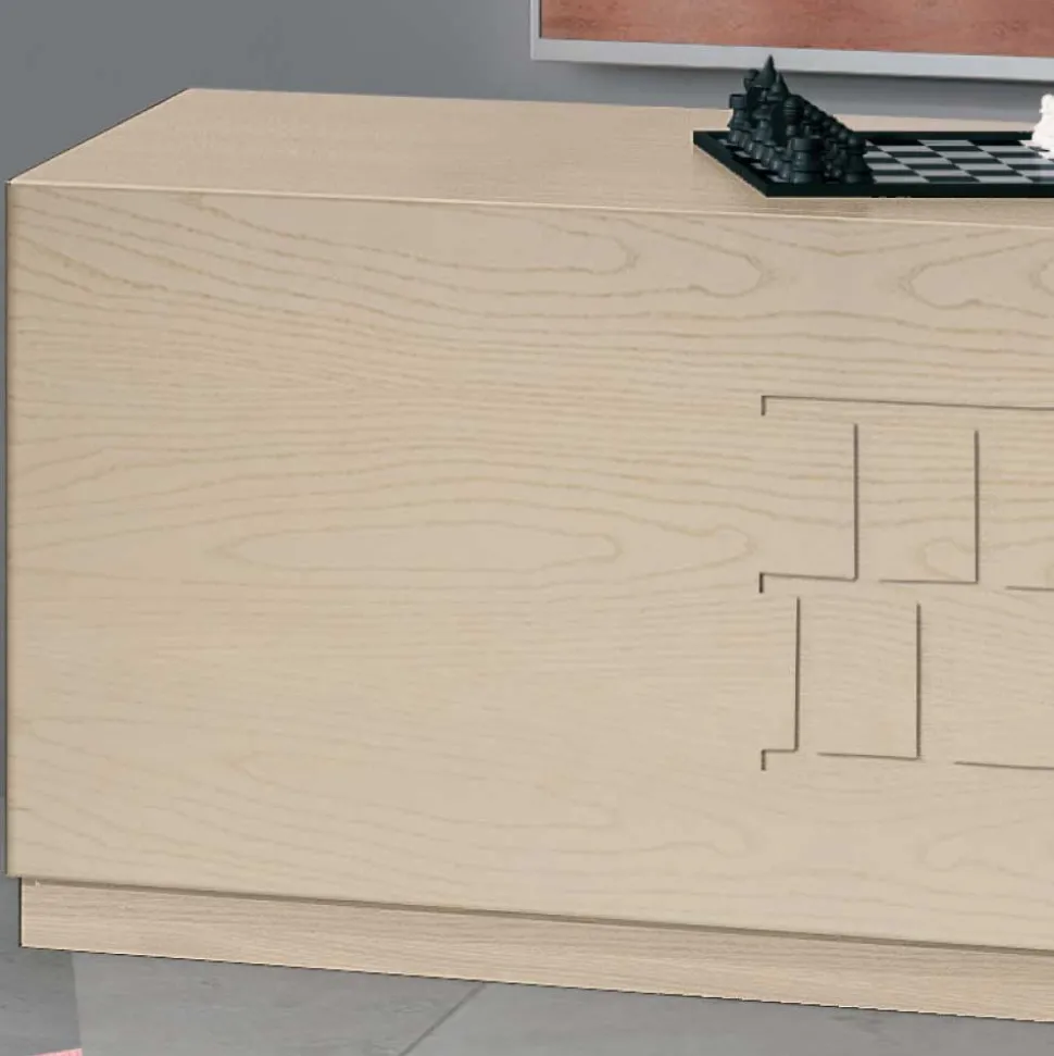 Helles Esche TV Board mit Klappe - Odillava