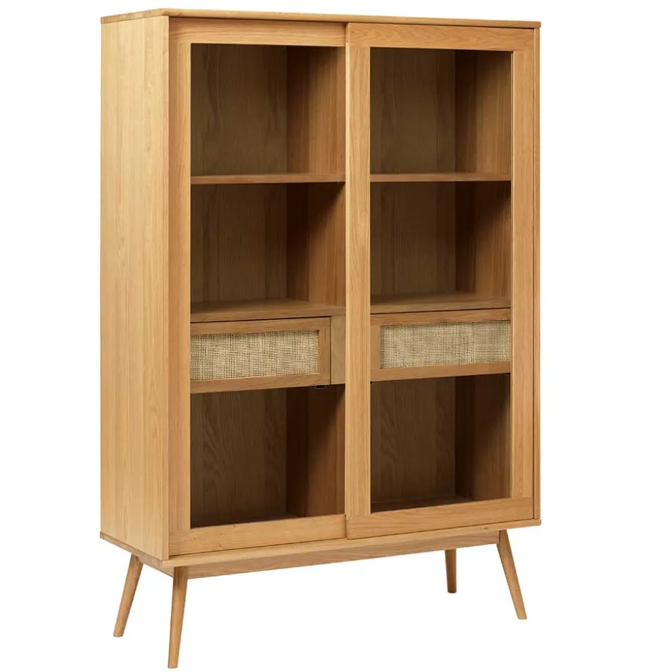 Helles Highboard mit Glas in Natur - Saltenas