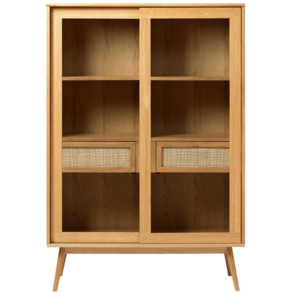 Helles Highboard mit Glas in Natur - Saltenas