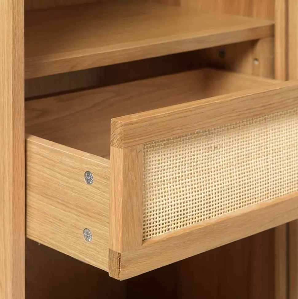 Helles Highboard mit Glas in Natur - Saltenas