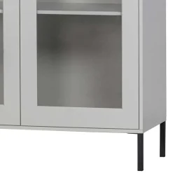 Hellgraue Vitrine aus Kiefer - 2-türig - Luvega